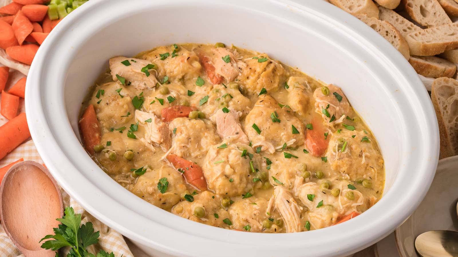 Slow Cooker Chicken and Dumplings By Tessies Table.