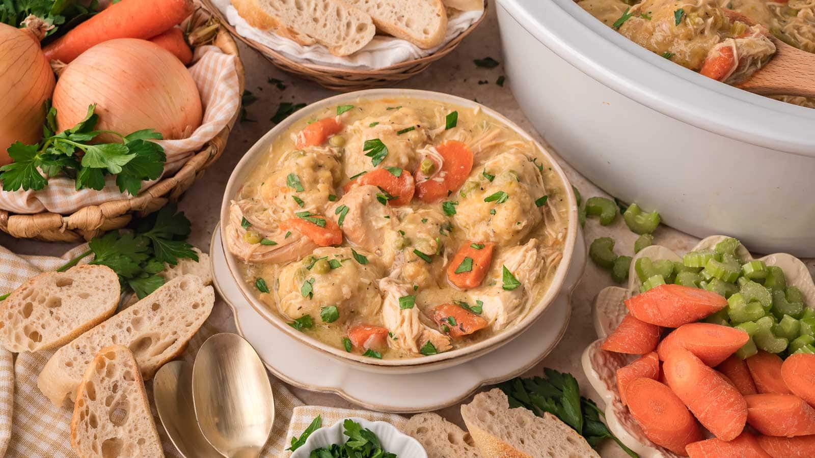 Slow Cooker Chicken and Dumplings By Tessies Table.