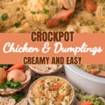 This crockpot chicken and dumplings use light, fluffy from-scratch dumplings dropped right into a creamy chicken broth. Easy comfort dinner for busy nights. #crockpotchickenanddumplings #slowcookerdinner #homemadedumplings #comfortfood
