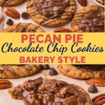 Pecan pie cookie broken in half showing the gooey pecan filling by Tessie's Table.