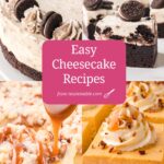 11 Easy Cheesecake Recipes to Make Ahead pin with a collage of recipes from the easy cheesecake recipes roundup by Tessie's Table.