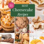 Best Easy Cheesecake Recipes pin with a collage of recipes from the easy cheesecake recipes roundup by Tessie's Table.